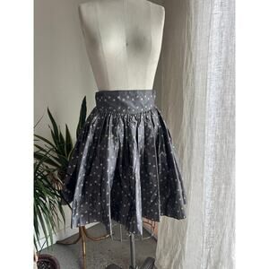 Women's M Skirt Gray Metallic Floral High Waist Full Skirt 1980s Cottagecore